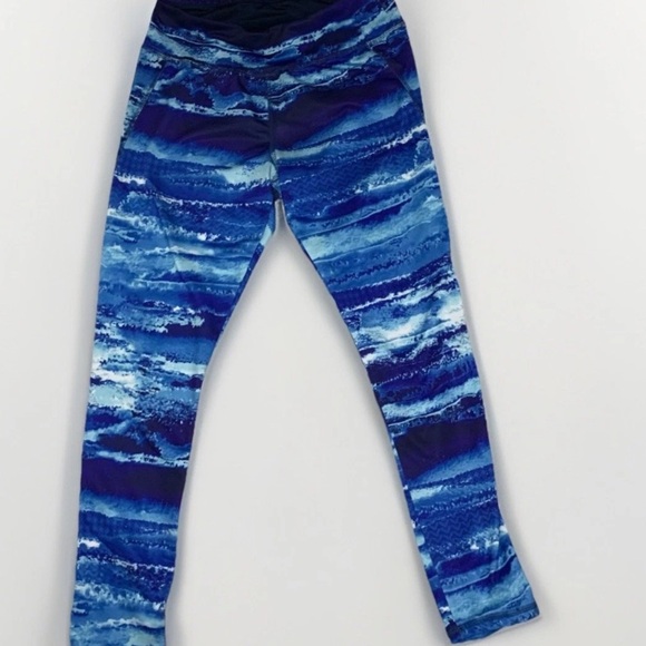 RBX Active Women’s Leggings Size Large Ocean Blue & White Yoga Workout Pants - Picture 1 of 6